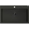 Mexen Elix kuchynský drez z granitu 1-komorový 800 x 500 mm, čierny/zlatý metalik, čierny sifón - 6527801005-75-B