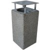 Betónový kôš štvorhranný s uzamykateľnou strieškou - S popolníkom