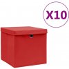 Úložné boxy s vekom 10 ks, 28x28x28 cm, červené-ForU-325222