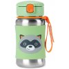 Skip Hop Spark Style Fľaša so slamkou na vodu nerez Medvedík čistotný 12m+ 350 ml