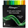 Akrylové popisovače Artmagico PRO LINE GREEN 0,7 mm, súprava 12 ks, odtiene matných zelených farieb