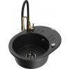 MEXEN/S MEXEN/S - Kevin granitový drez s odkvapkávačom vrátane batérie Aster, čierna/strieborná metalík 6517-73-73450-57-B