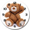 Sklenené hodiny okrúhle Plyšový medvedík fi 30 cm