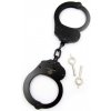 Oceľové putá na ruky Mister B Double Lock Chain čierne, kovové putá s dvomi klúčmi