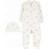 CARTER'S Set 2dielny overal, čiapka Ivory Elephant neutrál MFL 6m/ veľ. 68