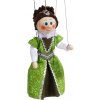 Drevená marioneta Šľachtičná zelená, 20 cm
