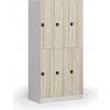 Šatníková skrinka S1 s úložnými boxmi, 6 boxov, 1850 x 900 x 500 mm, demont, kódový zámok, laminované dvere, dub prírodný