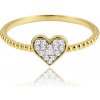 MINET Zlatý prsten srdíčko s bílými zirkony Au 585/1000 Velikost prstenu:: 52, Hmotnost (g): 1