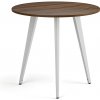 Konferenčný stôl PRIMO VIBE, priemer 80 cm, biela podnož, orech