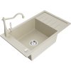 Mexen Elias, granitový drez 795x480x200 mm, 1-komorový a drezová batéria Carla, béžová, 6511-69-670700-69