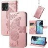 Peňaženkové kožené puzdro Butterfly Love na Motorola Moto G72 - Rose Gold