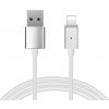TopQ Magnetický kábel typu 1 - USB na Lightning - s odpojiteľnou zástrčkou Iphone 5/6//7/8/X 1 meter strieborný (blister)