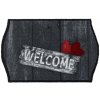 Čierno-šedá prateľná vstupná rohož FLOMA Welcome Hearts - dĺžka 50 cm, šírka 75 cm, výška 0,8 cm
