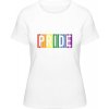 Premium Tričko - Dúhový nápis - PRIDE - Biela - XL - Dámske