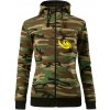 Vortex logo na prsia - Mikina dámska trendy zipper s kapucňou - M ( Hnedý maskáč )