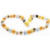 Jantarové korálky Jantárové korálky pre deti proti bolesti s akvamarínom