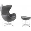 Nábytek PEGAS Křeslo Vejce s podnožkou kašmír 42 světle šedá Premium