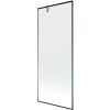 Mexen Next, vaňová zástena 1-krídlová 80 x 150 cm, fixné krídlo, 6 mm číre sklo s čiernym vzorom, ružové zlato profil, 895-080-000-00-70-60