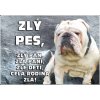 Pozorpes.sk, výstražná tabuľka (Angllický buldog)