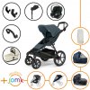 Set 11v1 Thule Urban Glide 4-wheel Dark Slate s magnetickou sponou + madlo + vanička Soft beige + JOMK príslušenstvo + autosedačka Cybex s ISOFIX základňou a adaptérmi Thule