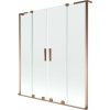 Mexen Velar L Duo, 2-krídlová posuvná vaňová zástena 140 x 150 cm, 8mm číre sklo, ružové zlato, 896-140-003-02-60