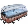 Bazén s krytom a pieskovou filtráciou Wood pool Exit Toys oceľová konštrukcia 540*250*100 cm hnedý od 6 rokov