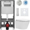 CERANO - Závesné WC s bidetom Cronus Pro - biela lesklá - tlačidlo Prime/Modulo, strieborné - voľne stojace - predstenová inštalácia / sadrokartón - 59,3x38,4 cm