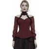 tričko gotický and punk DEVIL FASHION Red gothic shirt with open shoulders Čierna