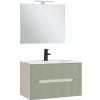 Trent Kúpeľňový nábytok 80 cm keramické umývadlo (2 zásuvky) so zrkadlom 60x80 cm bielo-zelené