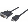 MANHATTAN HDMI samec na DVI-D 24+1 samec, dvojlinkové prepojenie, čierna farba, 1,8 m 372503 Manhattan