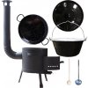 Perfect Home kotlík na guláš smalt 1,2 mm 16 l, Paella panvica 42 cm smalt, Perfect Home vysoká žiaruvzdorná kotlina 39 cm PLUS 600, pokrievka smalt 44 cm, naberačka antikor INOX, vareška 50 cm SMREK