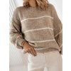 Fashionweek Dámsky pruhovaný sveter z mäkkej priadze UB-ASHBURY Farba: latte, Veľkosť: Universal