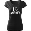 DRAGOWA dámske krátke tričko i love army čierna