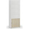 Kombinovaná kancelárska skriňa PRIMO WHITE, zasúvacie dvere na 2 poschodia, 800 x 420 x 2128 mm, biela/dub prírodná