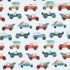 Bavlnený popelín s digitálnou potlačou vozidiel, biely 1 m