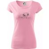 Mačka tvár kresba - Dámske tričko Pure - S ( Ružová )