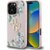 Zadný kryt Guess PU Grained Roses 4G Metal Logo pre iPhone 16 Pro Ružový