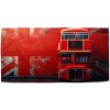 Sablio Uterák Červený patrový autobus Vlajka - 70x140 cm