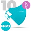 Nanolab 10 x Český bezpečný nano respirátor FFP3 dámsky modrý Možnosť: uni