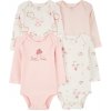 CARTER'S Body dlhý rukáv Pink/Ivory dievča 4ks NB/ veľ. 56 1R353310_NB