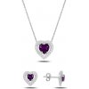 Olivie Strieborná sada FIALOVÉ SRDCE 4357 Ag 925; ≤3,5 g.