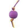 Hračka Dog Fantasy loptička penová fialová s TPR flexi lanami 22x6,5x6,5cm