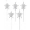 Tortové sviečky - Hviezda - metalická strieborná - 5 ks