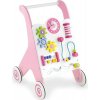 Viga Toys Drevené chodítko – edukačné, ružové 50178