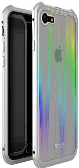 Púzdro Luphie Aurora Magnet Hard Case Glass iPhone 7/8 strieborné/biele