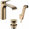 Hansgrohe Vivenis - Umývadlová batéria s výpusťou Push-Open a bidetovou spŕškou, EcoSmart, kefovaný - 75210140