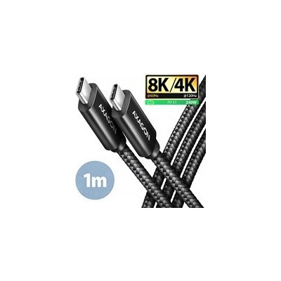 AXAGON BUCM4X-CM10AB NewGEN+ kabel USB-C USB-C, 1m, USB4 Gen 3×2, PD 240W 5A, 8K HD, ALU, oplet