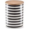 Zeller ZELLER Nádoba s bambusovým víkem, Stripes, bílá/černá, 11x15cm univerzální