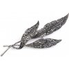 Brošňa s brúsenými kamienkami listy - 1 ks nikel čierny