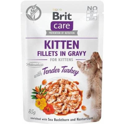 Brit Care cat Kapsička Kitten Fillets in Gravy with Tender Turkey 24 x 85 g
